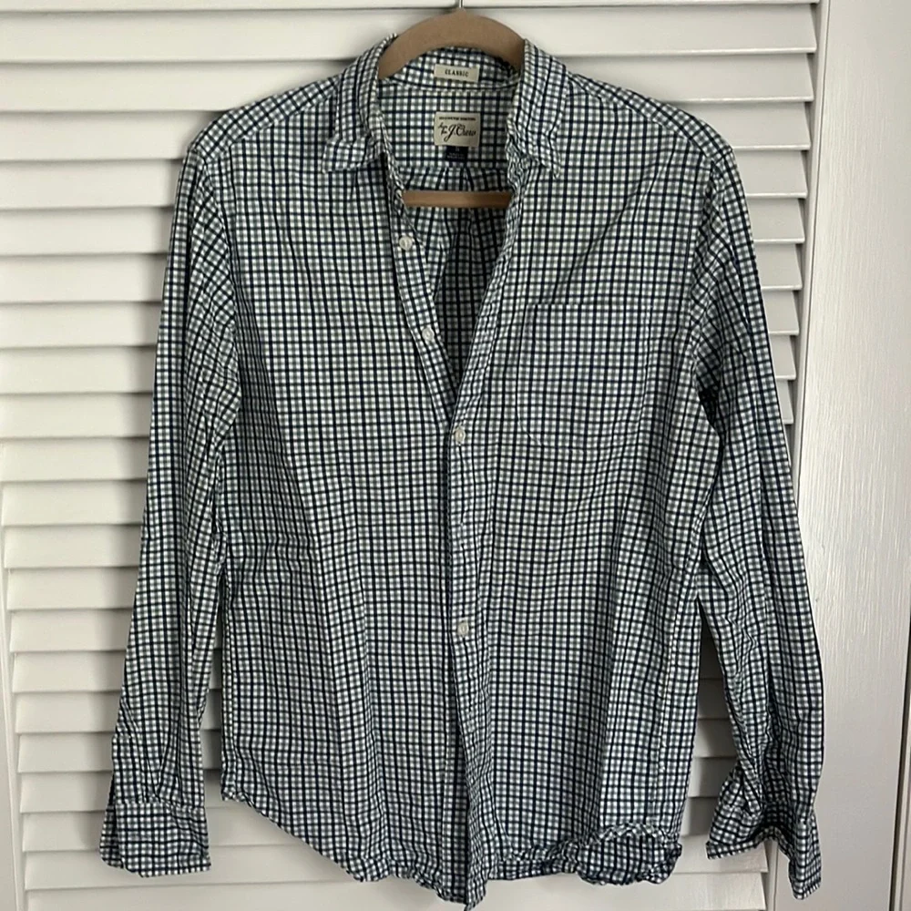 J Crew Classic Gingham Plaid Button Down Shirt sz S